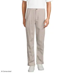 ランズエンド メンズ ボトムス カジュアルパンツ コットン リネン Mens Lands End Linen Cotton EWaist Pants Pale Desertan タンのサムネイル