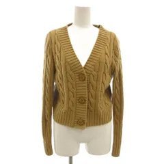 ハナエモリ HANAE MORI ニット カーディガン ケーブル編み M ベージュ Vネック 長袖 ウール ECF007 /TQのサムネイル