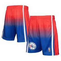 ミッチェルネス メンズ ボトムス ハーフパンツ・ショーツ ショートパンツ Mens Mitchell Ness RedRoyal Philadelphia 76ers 199697 Hardwoodのサムネイル