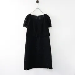【値下げ】美品 トゥービーシック TO BE CHIC フラワー総レース ツイード コンビワンピース 40 ブラック/花柄 ドレス【2400014455816】のサムネイル