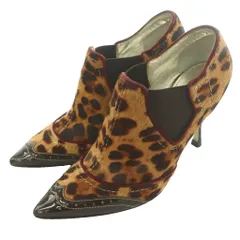 ドルチェ&ガッバーナ ドルガバ DOLCE&GABBANA ブーティ ブーツ ハイヒール ポインテッドトゥ ハラコ レオパード柄 37 ベージュ 茶 ブラウン /SS ■OS ■GY62のサムネイル