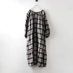 【値下げ】美品 ハグオーワー クロスアンドクロス HUG O WaR Cloth&Cross メランジチェックボリュームスリーブワンピース 1/ブルー【2400014475517】のサムネイル