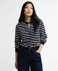 バブアー レディース アウター ニット・セーター カーディガン Barbour Womens Baiton Knitted Cardigan Dark Navy Stripe ネイビーのサムネイル