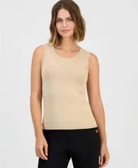 アンクライン レディース トップス タンクトップ Anne Klein Womenscoop Neck Tank Top Safariのサムネイル