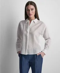 ダナ キャラン ニューヨーク レディース トップス シャツ 長袖 DKNY Womens LongSleeve Organza Top Ivory アイボリーのサムネイル