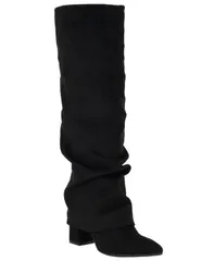 ゲス レディース シューズ ブーツ・レインブーツ トール ヒール GUESS Womens Geima Tall Slouchy Foldover Block Heel Boots Black Sueのサムネイル