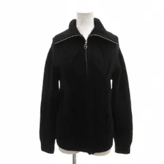 トラサルディ TRUSSARDI 美品 ドライバーズニット セーター M ケーブル編み ジップアップ 裾リブ 黒 ブラック /YF ■ECF007のサムネイル
