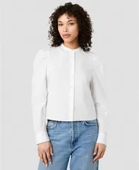 フレンチコネクション レディース トップス シャツ クルーネック French Connection Womens Cambria Crewneck ButtonFrontop Winter Whitのサムネイル