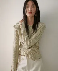 マンゴ レディース アウター ニット・セーター MANGO Womenslit Sleeves OpenKnit Sweater Sand サンドのサムネイル