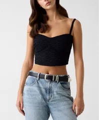 ゲス レディース トップス シャツ GUESS Womensweetheart Neck Sharon Eyelets Top Jet Black A996 ブラックのサムネイル