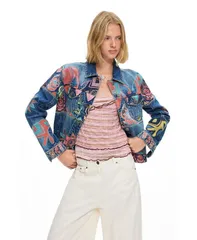 デジグアル レディース アウター ジャケット・ブルゾン プリント コットン Desigual Womens Printed Jacket 100 Cotton Medium blue ブルーのサムネイル