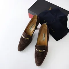 【値下げ】セリーヌ CELINE スエードヒールローファーパンプス 38/ダークブラウン 25.0cm シューズ レザー ヴィンテージ【2400014510904】のサムネイル