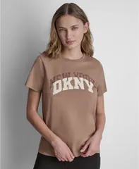 ダナ キャラン ニューヨーク レディース トップス Tシャツ クルーネック ロゴ DKNY Sport Womens Varsity Logo Crewneck TShirt Woodsmokeのサムネイル