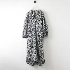 【値下げ】JPタグ 2025SS マルニ MARNI ギャザースリーブフラワーワンピース 40/ブラック 花柄 ドレス コットン Vネック イタリア製【2400014532050】のサムネイル
