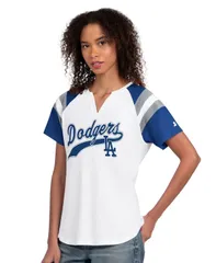 スターター レディース トップス Tシャツ Starter Womens White Los Angeles Dodgers Game Onotch Neck Raglan TShirt Whiteのサムネイル