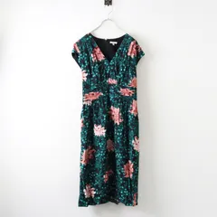 【値下げ】トッカ TOCCA フラワープリント Vネック ショートスリーブワンピース 0 ブラック グリーン/花柄 ドレス【2400014528022】のサムネイル