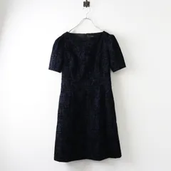 【値下げ】美品 トッカ TOCCA フロッキー総柄 ショートスリーブワンピース 4 ネイビー/総柄 ドレス【2400014528046】のサムネイル
