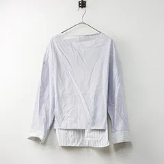 【値下げ】ミディウミ MidiUmi ストライプ切替 ブラウス/ホワイト トップス シャツ プルオーバー 長袖【2400014535136】のサムネイル