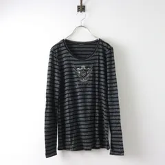 【値下げ】バレンザ VALENZA ロゴ刺繍 ボーダー カットソー 40/ブラック トップス 長袖 プルオーバー シャツ ブラウス【2400014515855】のサムネイル