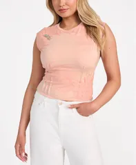ゲス レディース トップス シャツ プリーツ プリント GUESS Womens PleatedWaist PalmPrint BroochDetail Topink Pearl パールのサムネイル