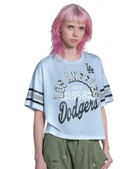 スターター レディース トップス Tシャツ クロップド Starter Womens Light Blue Los Angeles Dodgers Cropped Hurry Up Offense Tのサムネイル