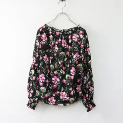 【値下げ】トッカ TOCCA フラワープリント チュール フリルネック ブラウス 0/ブラック ピンク 花柄 シアー【2400014546484】のサムネイル