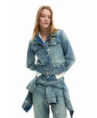 デジグアル レディース アウター ジャケット・ブルゾン 刺繍 Desigual Womens Embroide red trucker jacket Medium blue ブルーのサムネイル