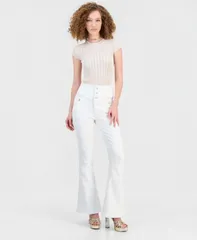 ゲス レディース ボトムス デニムパンツ ジーンズ GUESS Womens Kaira High Rise Flare Jeans Pure White ホワイトのサムネイル