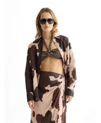 スコッチアンドソーダ レディース トップス シャツ プリント リネン SCOTCH SODA Womens Linen Blend Printed Shirt Painterly animal eggのサムネイル