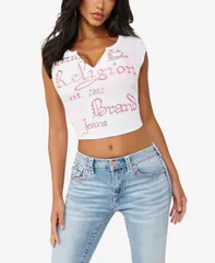 トゥルーレリジョン レディース トップス Tシャツ True Religion Womens VNotch Rib TShirt Optic White ホワイトのサムネイル