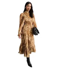 ウエアハウス レディース トップス ワンピース シフォン Warehouse Womens Romantichiffon Sleeve Midaxi Dress Neutralのサムネイル