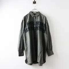 【値下げ】2024AW ミナペルホネン mina perhonen blumen 刺繍入 コットンシルクビッグチュニック長袖シャツ 36-38 チャコール【2400014484274】のサムネイル