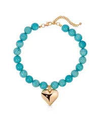 エティカ レディース アクセサリー ネックレス・チョーカー・ペンダントトップ レース ETTIKA Chunky Beaded Turquoise Gold Heart Necklace Turquoのサムネイル