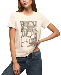 ラッキーブランド レディース トップス シャツ クルーネック Lucky Brand Womens Drummer Queen Crew Neck Top Vanilla Cream クリームのサムネイル
