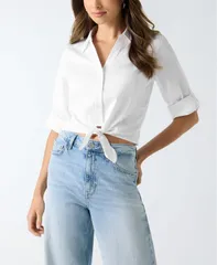 ゲス レディース トップス シャツ GUESS Womens Reeya 34Sleeve Poplin Topure White ホワイトのサムネイル