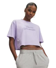 アンダーアーマー レディース トップス シャツ クルーネック Under Armour Womens Crewneck Crop Topurple Crest Purple Luxe パープルのサムネイル