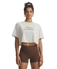 アンダーアーマー レディース トップス シャツ クルーネック Under Armour Womens Crewneck Crop Top Summit White ホワイトのサムネイル