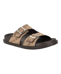 ゲス メンズ シューズ スニーカー GUESS Mens Verone Double Strap Fashion Slides Light brown logo multi ブラウンのサムネイル