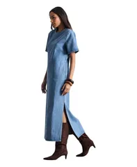ウエアハウス レディース トップス ワンピース ミディ デニム Warehouse Womens Denim Side Split Midi Dress Mid wash デニムのサムネイル