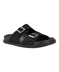 ゲス メンズ シューズ スニーカー GUESS Mens Verone Double Strap Fashion Slides Black White logo ホワイトのサムネイル