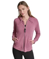 ダナ キャラン ニューヨーク レディース アウター コート DKNY Womens Lightweight Waffle ZipFront Mesa Roseのサムネイル