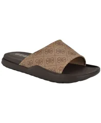 ゲス メンズ シューズ スニーカー GUESS Mens Magaria Branded Elevated Pool Slides Light brown logo multi ブラウンのサムネイル