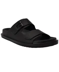 ゲス メンズ シューズ スニーカー GUESS Mens Vugon Branded Slip On Fashion Slides Black saffiano texture ブラックのサムネイル