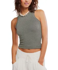 フリーピープル レディース トップス タンクトップ クルーネック Free People Womenstriped Crewneck Tank Top Black White Combo ホワイトのサムネイル