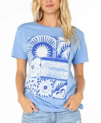 ロキシー レディース トップス シャツ クルーネック グラフィック Roxy Womens Beach Things Graphicrewneck Top Cornflowerのサムネイル