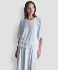 ダナ キャラン ニューヨーク レディース トップス シャツ クルーネック DKNY Womens Crew Neck Laye red Top Ivory アイボリーのサムネイル