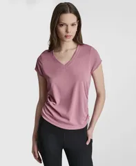 ダナ キャラン ニューヨーク レディース トップス Tシャツ Vネック ギャザー DKNY Sport Womens Ruched Side Seams VNeck Tech TShirt Mesaのサムネイル