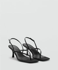 Massimo Dutti レザー トングサンダル ブラック 37 - メルカリ