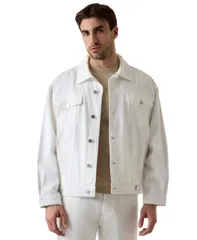ゲス メンズ アウター ジャケット・ブルゾン GUESS Mens RegularFit Spread Collar Trucker Jacket Pure White ホワイトのサムネイル