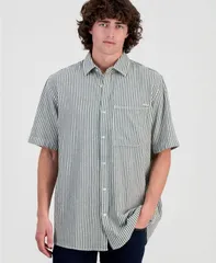 ジースター メンズ トップス シャツ 半袖 GStaraw Mens OnePocket Striped ShortSleeve Shirt Green Wide Sripe グリーンのサムネイル